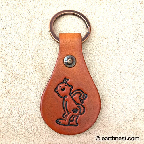 Merbaa Hand-Tooled Cowhide Leather Keychain - Western Design Keyring