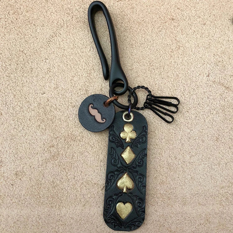 Fish Hook Keychain with Leather tags