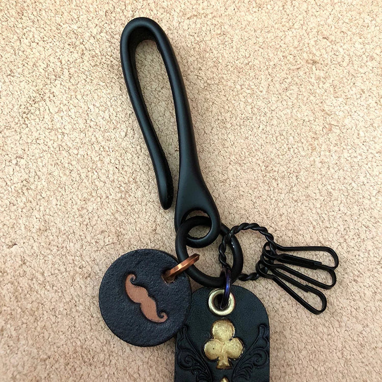 Fish Hook Keychain with Leather tags