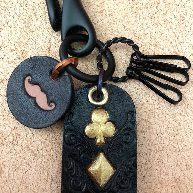 Fish Hook Keychain with Leather tags