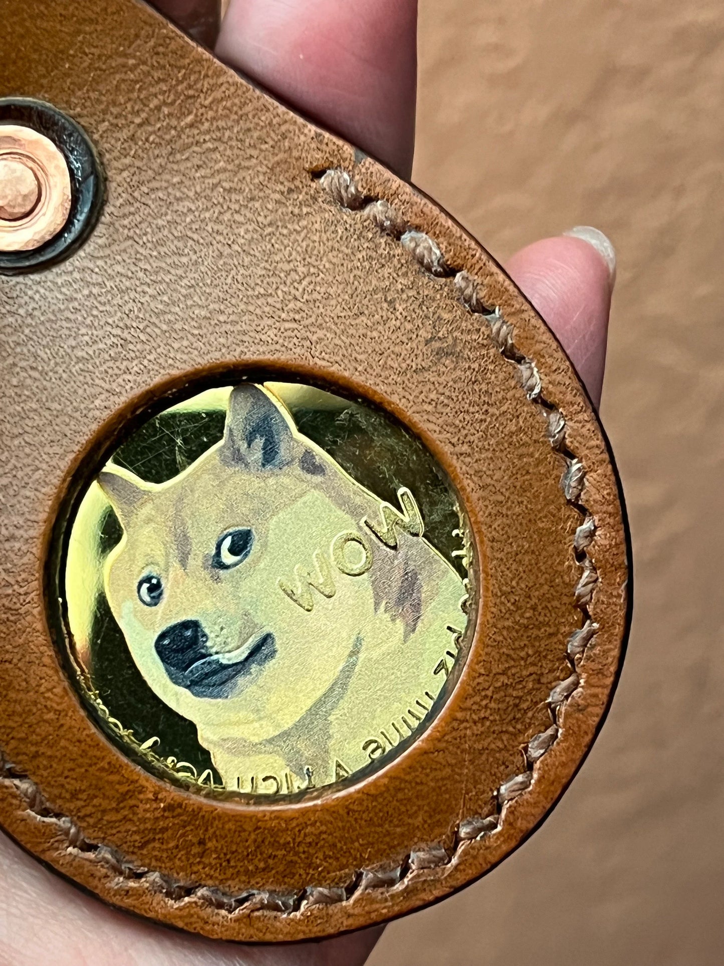 Shiba coin DOGE replica leather keychain